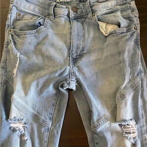Men's Distressed Blue Jeans